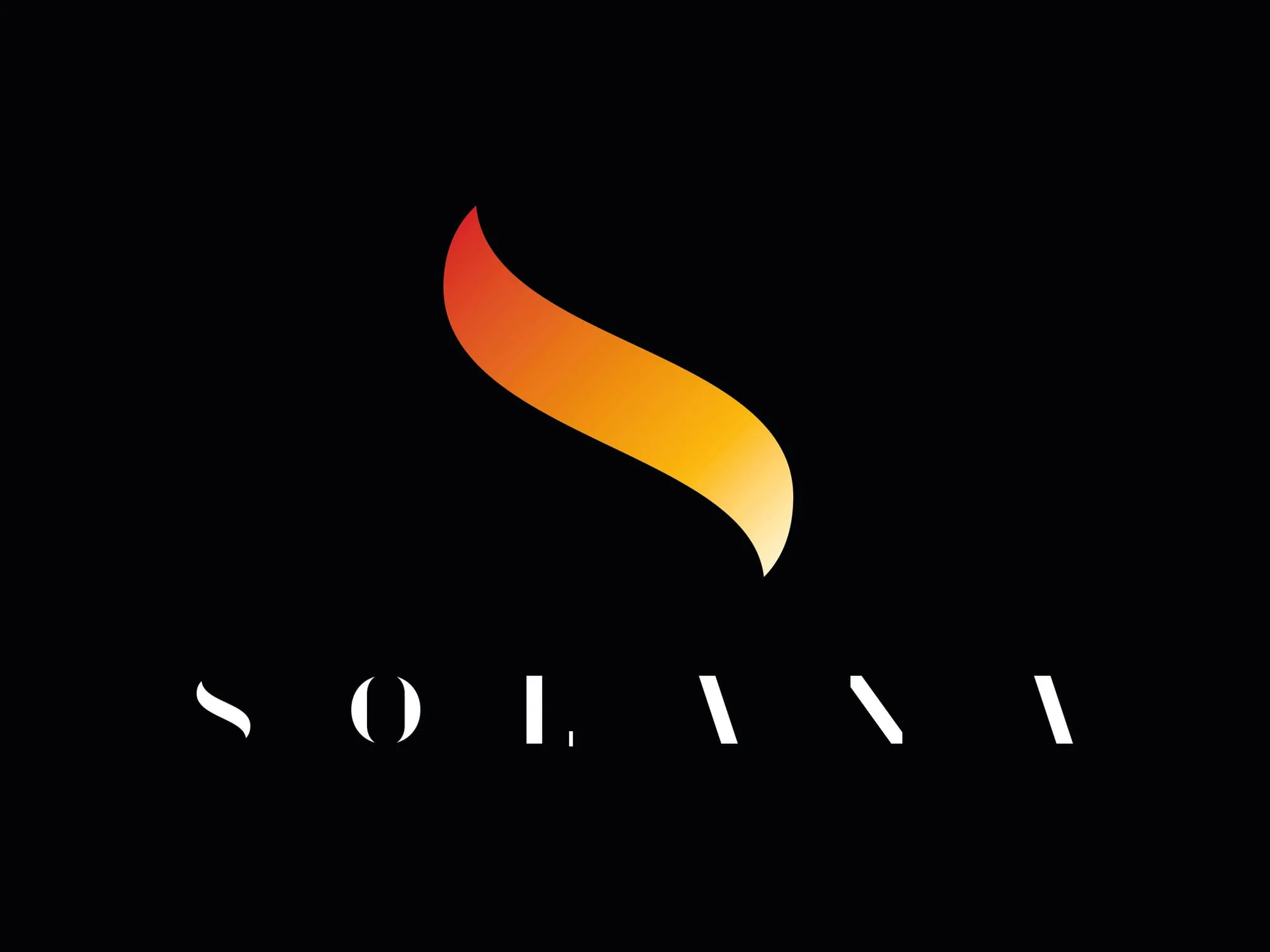 Nuevo logotipo de Solana: llama en degradado rojo, naranja y amarillo sobre fondo negro