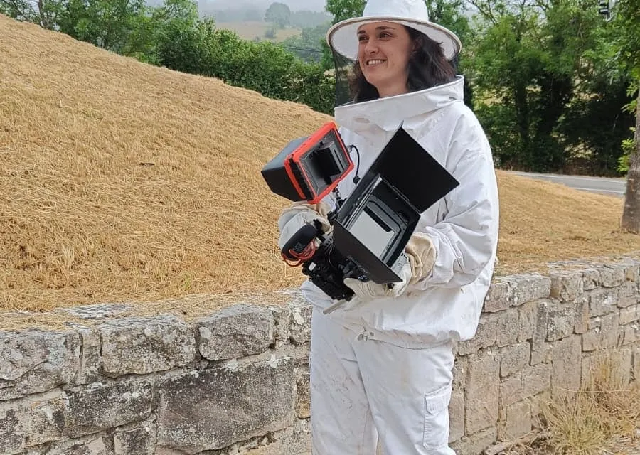 Sesión de fotos con traje de apicultor