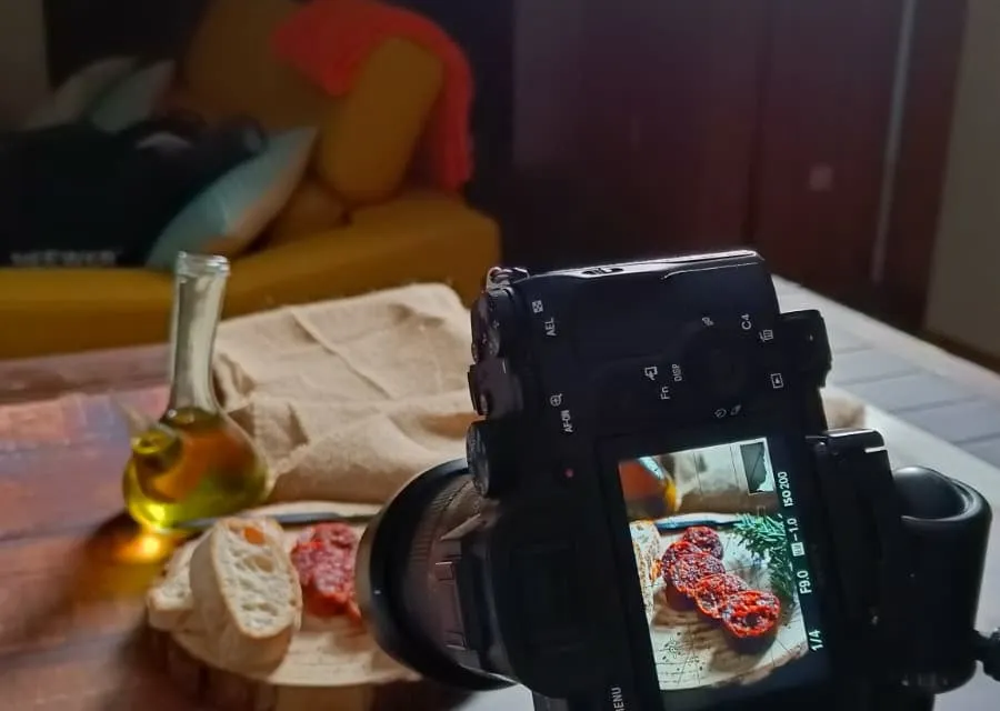 Producto en set con cámara