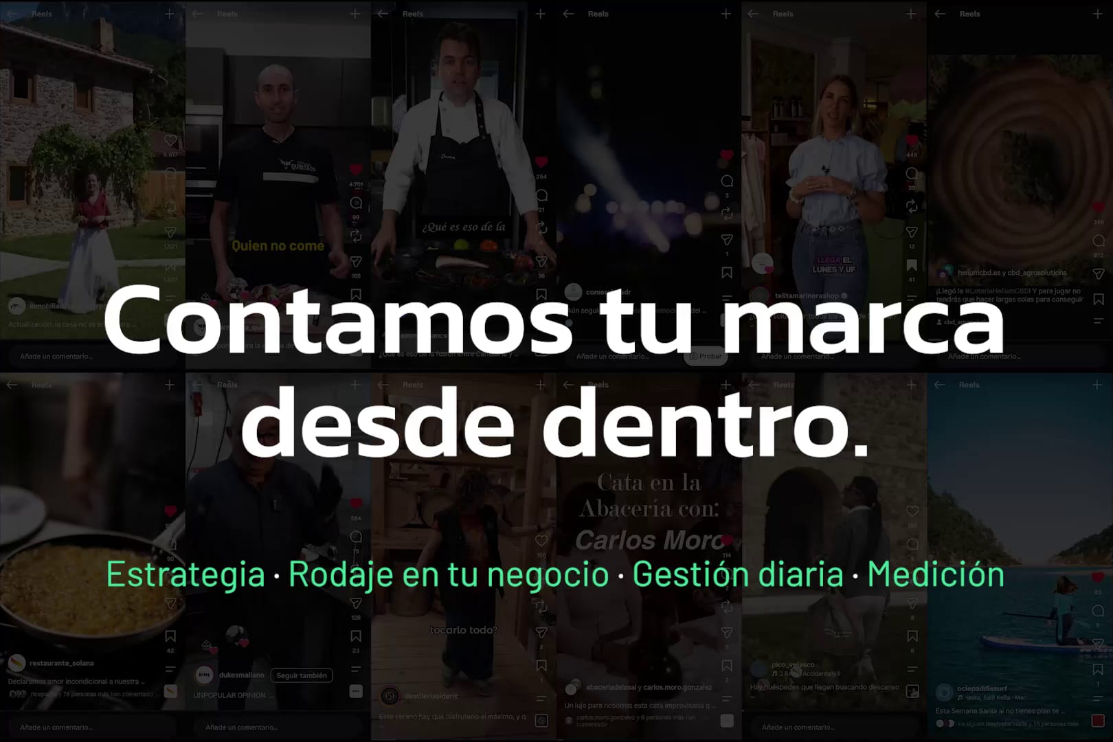 Reels de clientes de Karibu en Instagram con el lema «Contamos tu marca desde dentro»: estrategia, rodaje en tu negocio, gestión diaria y medición